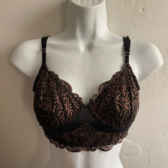 Free people intimately evalina bralette black lace rose gold bronze - Picture 2 of 6